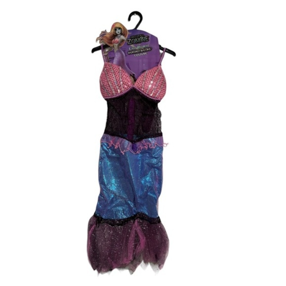 ONCE UPON A ZOMBIE Girls little mermaid zombie Halloween costume dress -XS